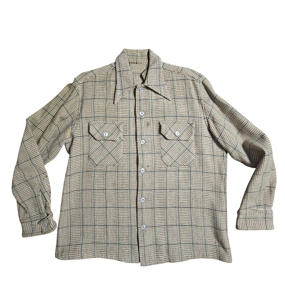 Vintage Alpine Clarke's Wool Plaid Button Up Shirt M Tulsa Cabincore Western